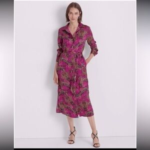 NWOT Ralph Lauren Paisley Twill Shirtdress Size 14